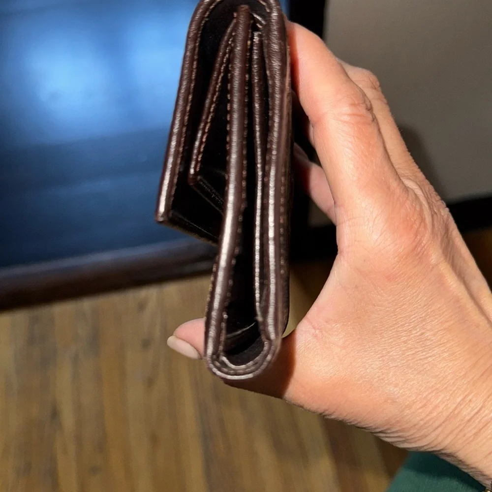 Fendi Logo Flawless Pattern Fold Over Wallet in Brown and Tan - Picture 3 of 8